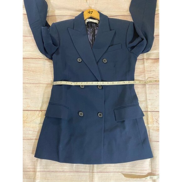 Zara Women's Blue Button Front Long Sleeve Blazer Jacket - XS - Picture 10 of 15